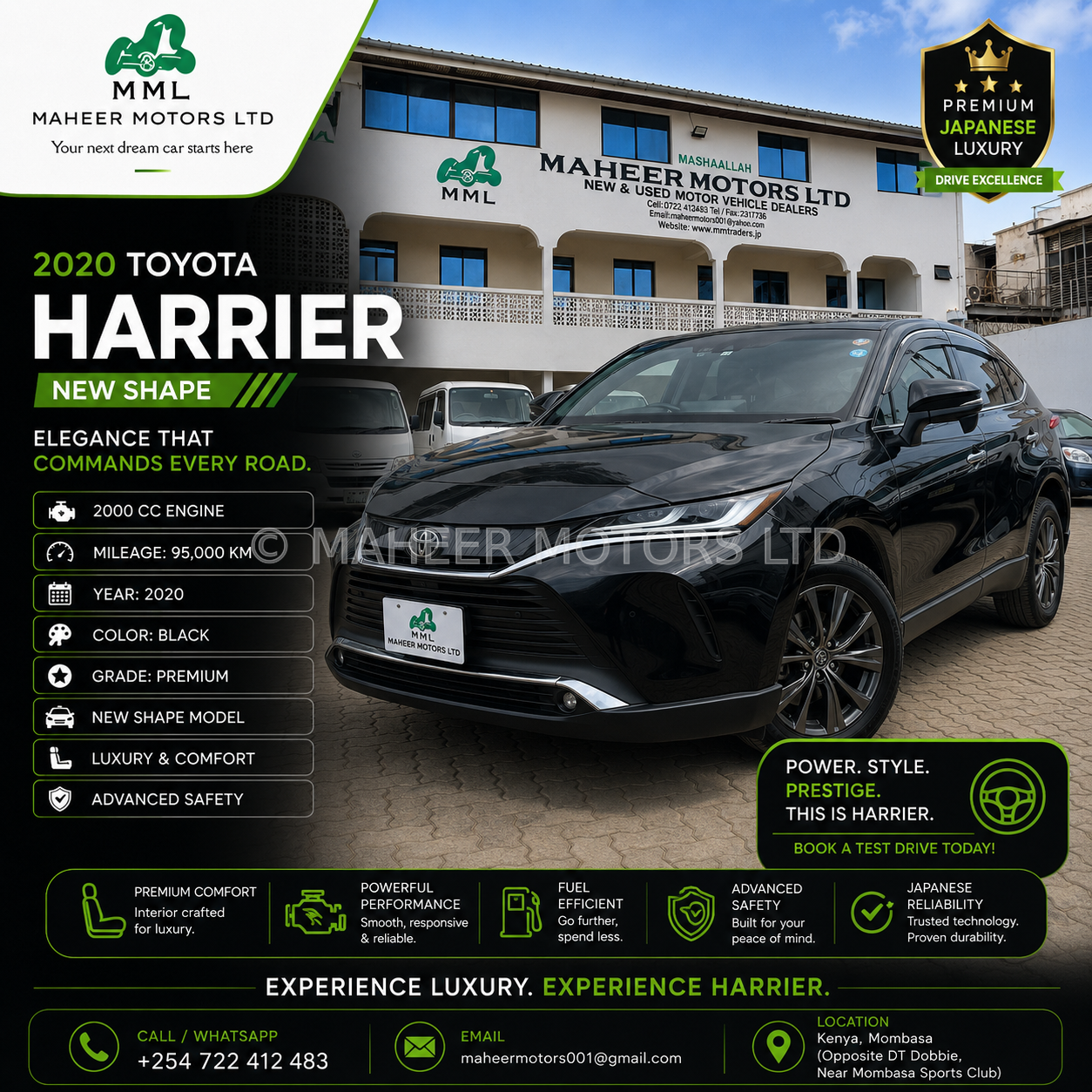 Toyota Harrier New Shape 2020 | 2000CC | Auto | Black | 95,000 KM