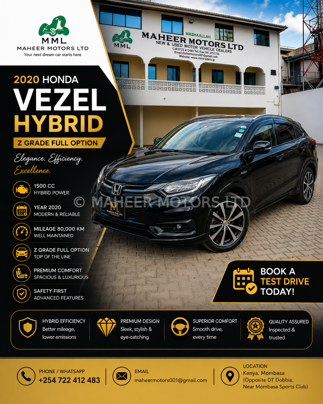 2020 Honda Vezel Hybrid Z Grade Full Option | Black