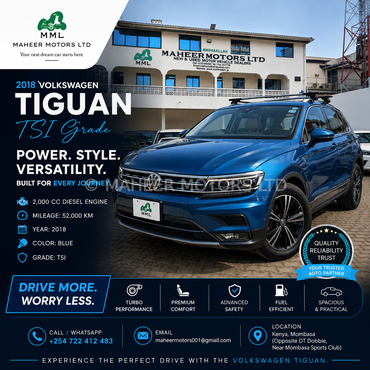 Volkswagen Tiguan TSI 2018 | 2000CC Diesel | Blue