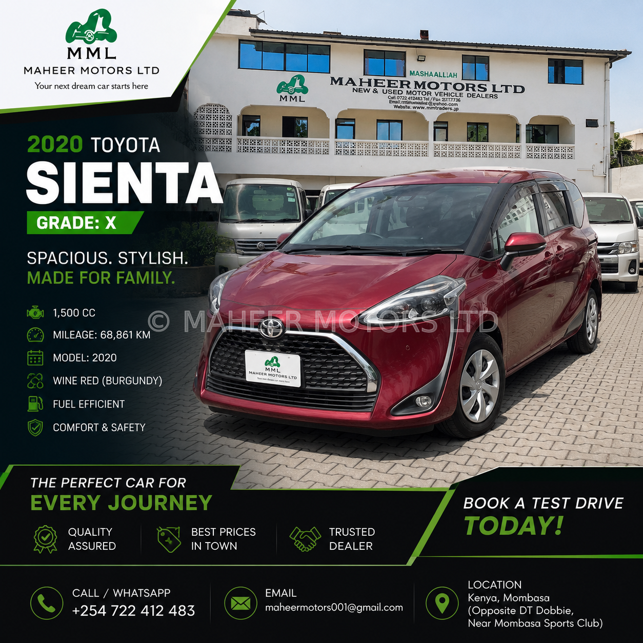 2020 Toyota Sienta X Grade | Wine Red/Burgundy